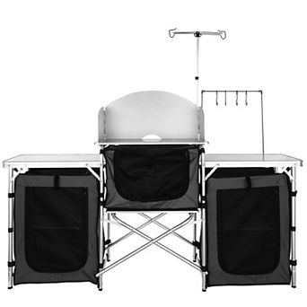 Folding Outdoor Cooking Table with Storage Carrying Bag for Picnics, BBQ, RV Traveling