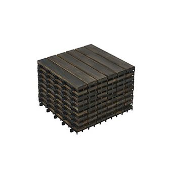 BAOURE Premium Acacia Hardwood Interlocking Outdoor Deck Tiles For Patios And Walkways