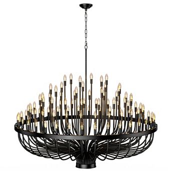 BAOURE Stunning Grand Black Metal Tiered Wagon Wheel Farmhouse Chandelier For Large Homes