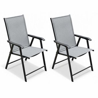 BAOURE Outdoor Patio Chairs Set of 2 Foldable High Back Portable Steel Metal Chairs for Garden