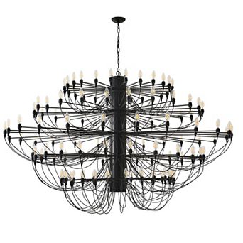 Modern 125-Light Pinecone Tiered Chandelier, 79" Colossal Metal High Ceiling Statement Light