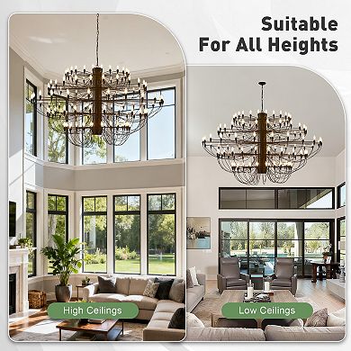 Modern 125-Light Pinecone Tiered Chandelier, 79" Colossal Metal High Ceiling Statement Light