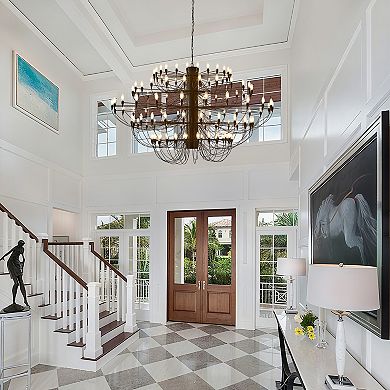Modern 125-Light Pinecone Tiered Chandelier, 79" Colossal Metal High Ceiling Statement Light