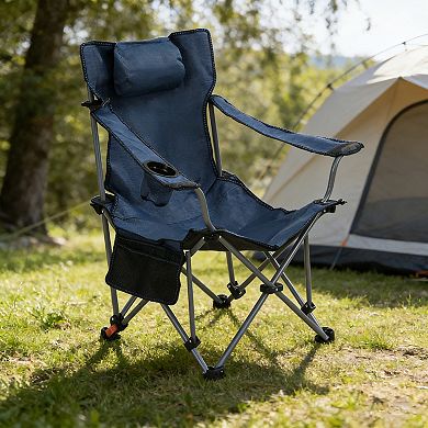 BAOURE Folding Camping Chair with Footrest and Adjustable Recline Side Pocket and Cup Holder