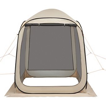 BAOURE Steel 6 X 6 Ft 4 To 6 Person Beige Pop Up Screen House Tent For Outdoor Backyard Patio