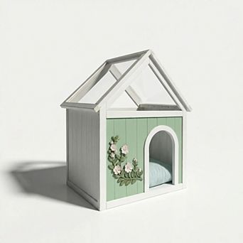 BAOURE FSC Certified Cedar Wood Clear Acrylic Roof Indoor Pet House For Small Cats And Small Dogs