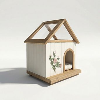 BAOURE FSC Certified Cedar Acrylic Roof Indoor Outdoor Pet House For Cats And Small Dogs 11 To 25 Lb