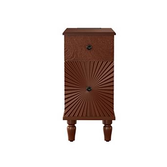 BAOURE MDF Modern Two Drawer Narrow Side Table Slim Nightstand For Living Room And Bedroom