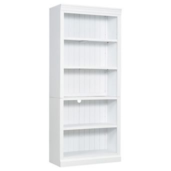 BAOURE 5 tier Wood Bookcase with LED Light Strip Adjustable Shelves for Living Room Home Office