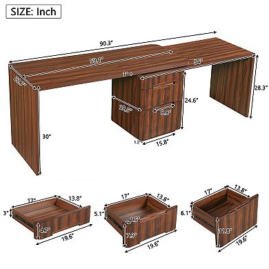 BAOURE MDF L Shaped Rotating Executive Desk with 3 Drawers for Home Office and Study