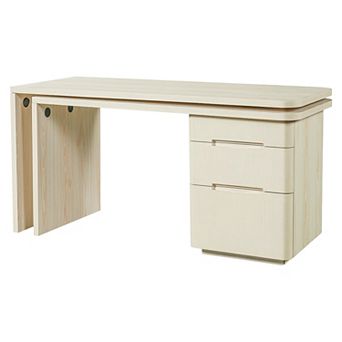 BAOURE MDF L Shaped Rotating Executive Desk with 3 Drawers for Home Office and Study