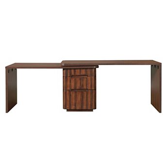 BAOURE MDF L Shaped Rotating Executive Desk with 3 Drawers for Home Office and Study