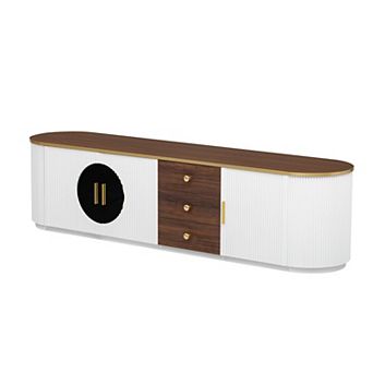 BAOURE MDF Minimalist TV Stand with Storage Drawers and Cabinets for Living Room