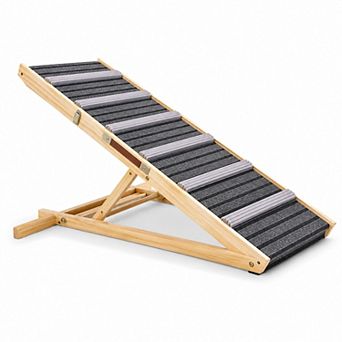 BAOURE Solid Wood Pet Dog Ramp 6 Adjustable Heights Non Slip Portable Pet Steps for Sofa
