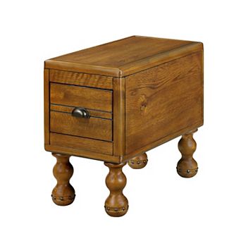 BAOURE Solid Pine Wood Vintage Rustic End Table with Drawer Easy Assembly for Home
