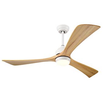 BAOURE Wood And Metal Ceiling Fan With Light Remote Control Quiet DC Motor 6 Speed