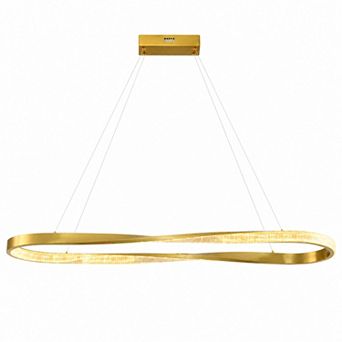 BAOURE Modern Aluminum Crystal LED Pendant Light Irregular Ring Dimmable Chandelier Fixture