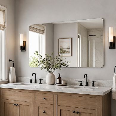 BAOURE Glass Wall Mounted Bathroom Vanity Mirror HD Explosion Proof For Bathroom Use