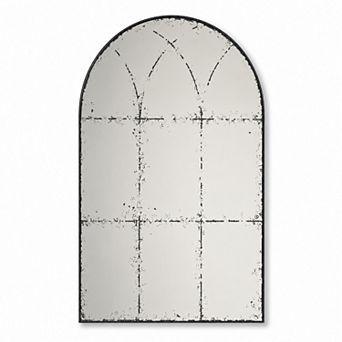 BAOURE MDF and Iron Industrial Arch Wall Mirror For Living Room Bedroom Entryway