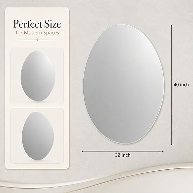 BAOURE Glass Modern Asymmetrical Bath Wall Mirror HD Copper Free Silver For Vanity