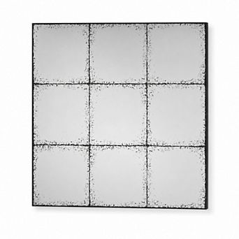 BAOURE MDF and Iron Industrial Square Wall Mounted Mirror For Bedroom Living Room Foyers