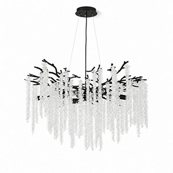 BAOURE Zinc Alloy 10 Light Tree Branch Crystal Chandelier Modern Pendant Ceiling Fixture