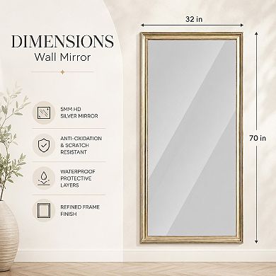 BAOURE Glass PS Frame Full Length Mirror Wall Mount Or Lean For Bedroom Living Room