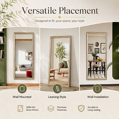 BAOURE Glass PS Frame Full Length Mirror Wall Mount Or Lean For Bedroom Living Room