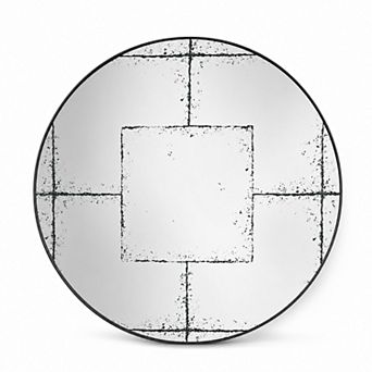 BAOURE Industrial Round Wall Mirror HD Reflection For Bedroom Living Room Foyer