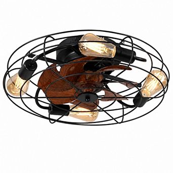 BAOURE Iron Farmhouse Ceiling Fan Light With Remote For Bedroom Kitchen Living Room