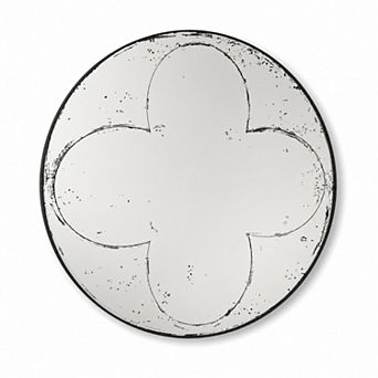 BAOURE MDF Iron Industrial Round Wall Mirror For Bedrooms Living Rooms Dining Spaces
