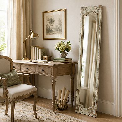 BAOURE Rustic Distressed Full Length Floor Mirror For Bedroom Living Room Entryway