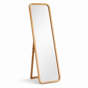 BAOURE Solid Beech Wood Full Length Mirror Freestanding Wall Mounted For Bedroom Living Room