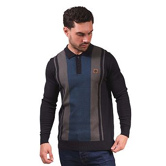Lambretta Mens AW25 Vintage Panelled Long-Sleeved Polo Shirt