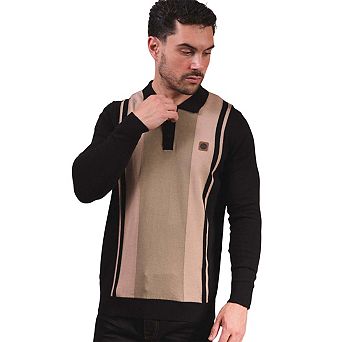 Lambretta Mens AW25 Vintage Panelled Long-Sleeved Polo Shirt