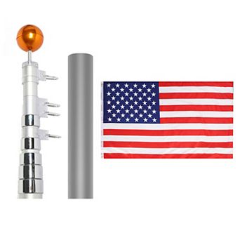 Telescopic Flag Pole Kit, 20FT Height Adjustable Heavy Duty Aluminum Flagpoles with 5x3 US Flag