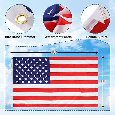 Telescopic Flag Pole Kit, 20FT Height Adjustable Heavy Duty Aluminum Flagpoles with 5x3 US Flag