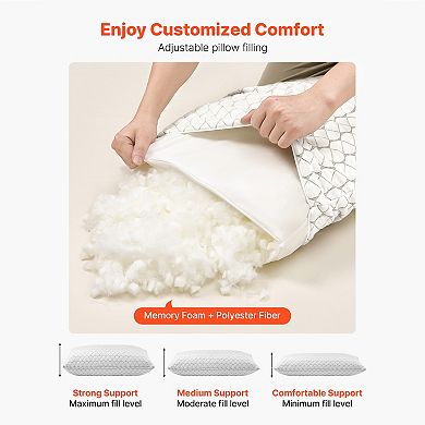 Memory Foam Pillow with Adjustable Fill, Luxury Bed Pillow for Sleeping
