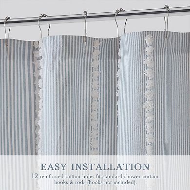 Harbor House Anslee Textured Stripe Cotton Blend Shower Curtain