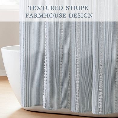 Harbor House Anslee Textured Stripe Cotton Blend Shower Curtain