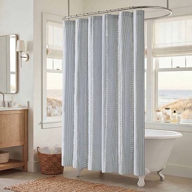 Harbor House Anslee Textured Stripe Cotton Blend Shower Curtain