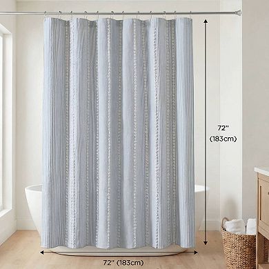 Harbor House Anslee Textured Stripe Cotton Blend Shower Curtain