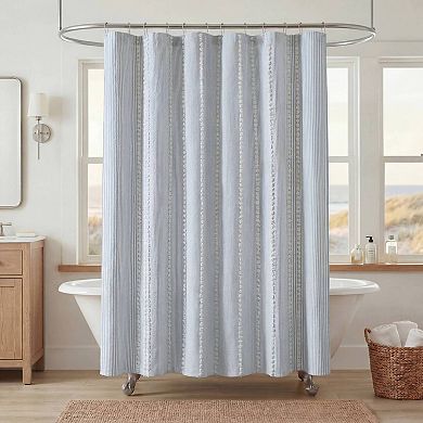 Harbor House Anslee Textured Stripe Cotton Blend Shower Curtain