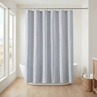 Harbor House Anslee Textured Stripe Cotton Blend Shower Curtain