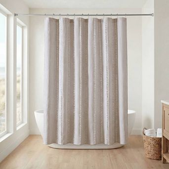 Harbor House Anslee Textured Stripe Cotton Blend Shower Curtain