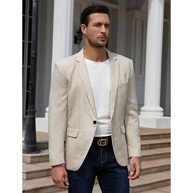 Men's Long Sleeve One Button Small Lapel Casual Blazer