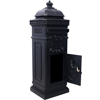 BAOURE Vintage Cast Aluminum Floor Standing Outdoor Residential Mailbox With Dual Doors