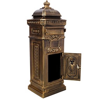 BAOURE Vintage Cast Aluminum Floor Standing Outdoor Residential Mailbox With Dual Doors