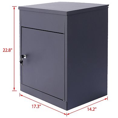 BAOURE Black Galvanized Steel Extra Large Outdoor Parcel Drop Box Secure Mailbox For Home
