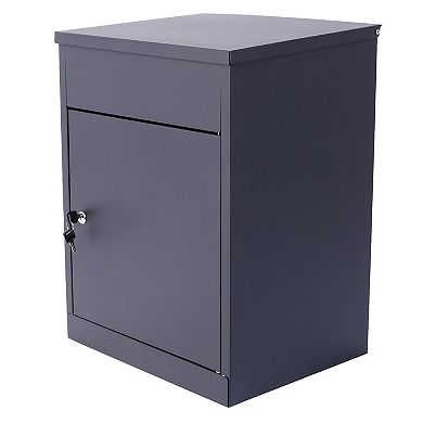 BAOURE Black Galvanized Steel Extra Large Outdoor Parcel Drop Box Secure Mailbox For Home